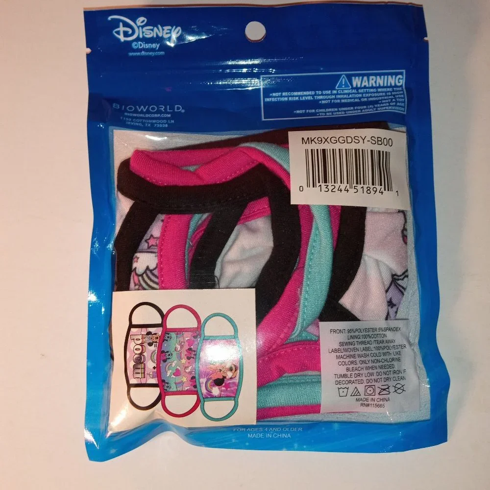 Assorted GIRLS CLOTH Face Mask Bundle of 4 Packs, 12 IN TOTAL, NEW!